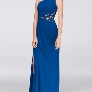 David’s bridal floor length cobalt blue dress